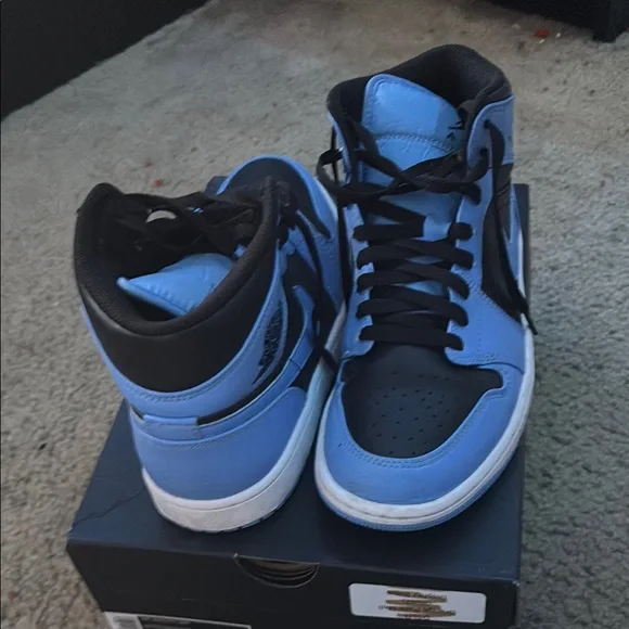 Jordan Nike University Blue & Black High Top Sneakers - Picture 1 of 6